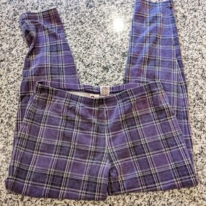 Girls Purple Plaid Leggings